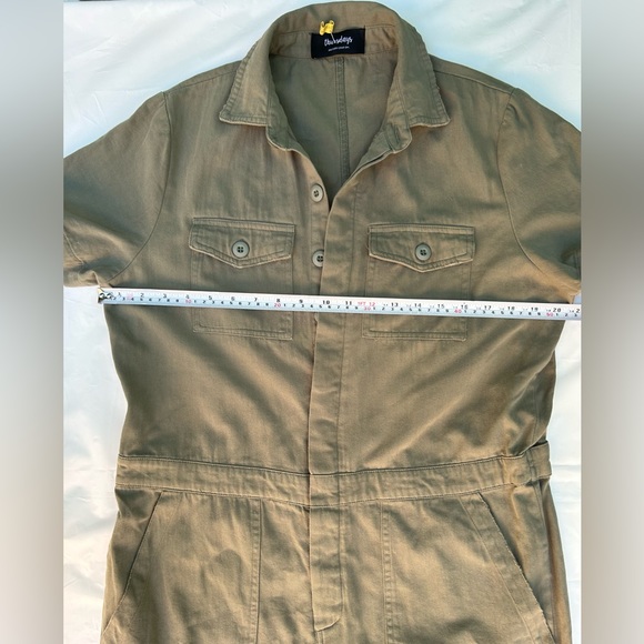 Thursdays Utility Jumpsuit olive color short sleeve romper - Picture 5 of 15
